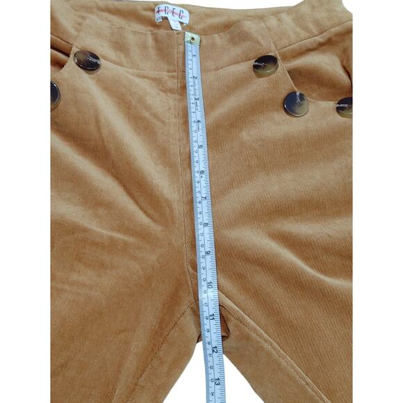 TCEC Corduroy Pants Flared Button Detail Elastic Waist Pull On Brown Womens M - Picture 6 of 7